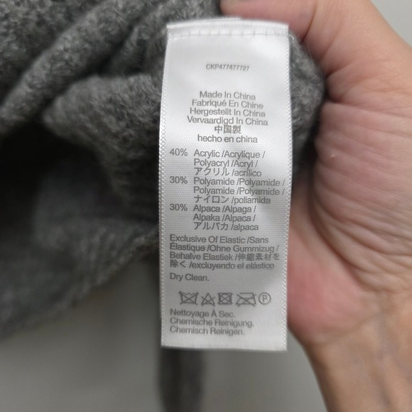 Madewell Gray Sweater Womens Large Round Neck Cropped Knit Casual Alpacha Blend - Picture 7 of 8